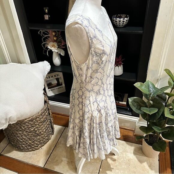 Rebecca Taylor Tie-dye Print Poplin V-Neck Dress Frost Size 6 - Picture 6 of 14